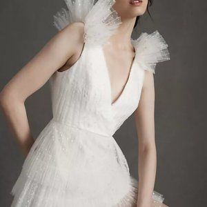 (Like New) Monique Lhuillier Dotted Tulle Party Dress Size 4